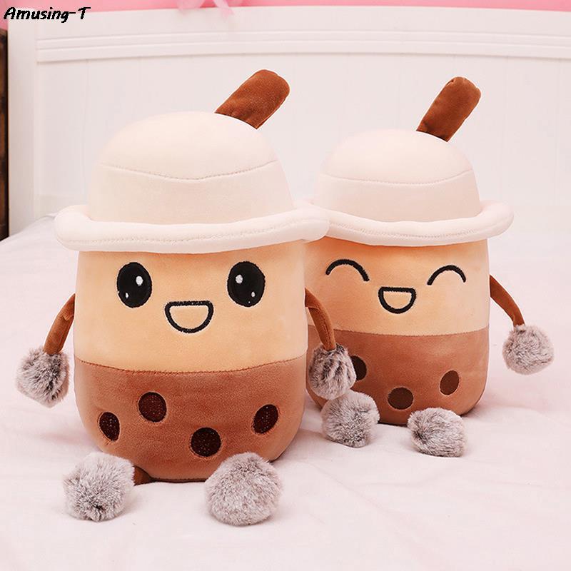 20cm Cute Cartoon Bubble Tea Cup Shaped Pillow Real life Pearl Milk Tea Plush Toys Stuffed - Boba Plush