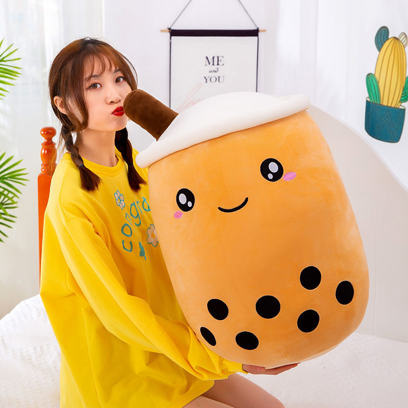 25 35 50cm Cute Cartoon Real Life Bubble Tea Cup Shaped Pillow Super Soft Back Cushion 1 - Boba Plush
