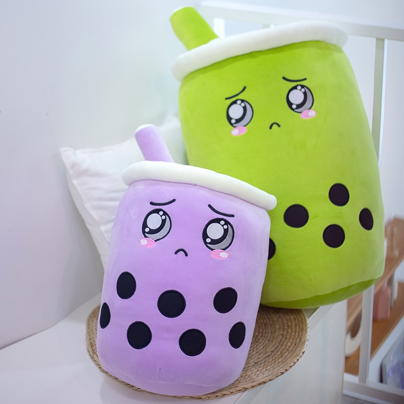 cute bubble tea plush toy green purple boba tea cup throw pillow cushion stuffed food milk 1 - Boba Plush